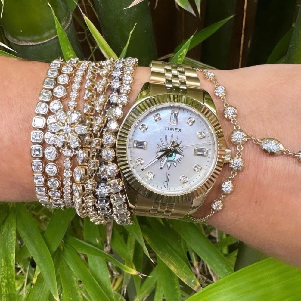 Timex x Jacquie Aiche Evil Eye Watch White Dial Brand New!